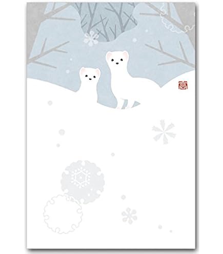 Amazon | 冬のイラスト ポストカード 「雪椿」 うさぎ絵葉書 和道楽